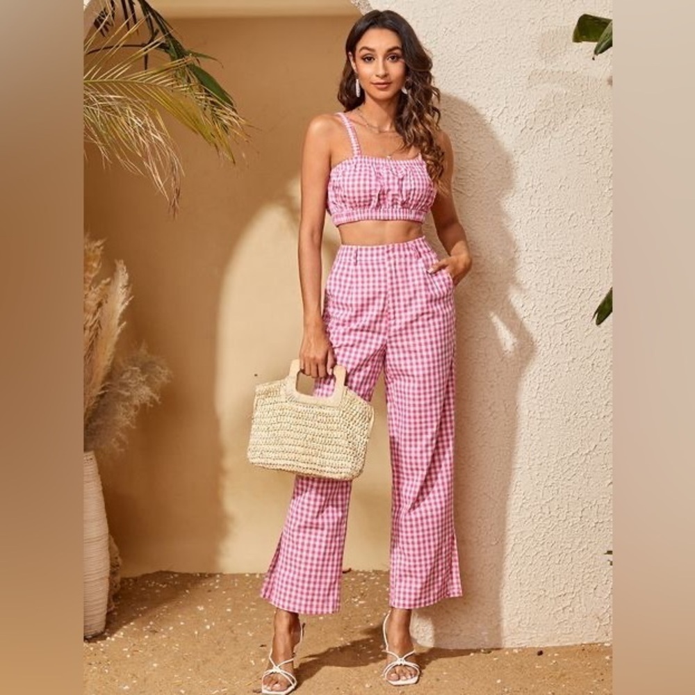 SHEIN 2 piece Vacation gingham set